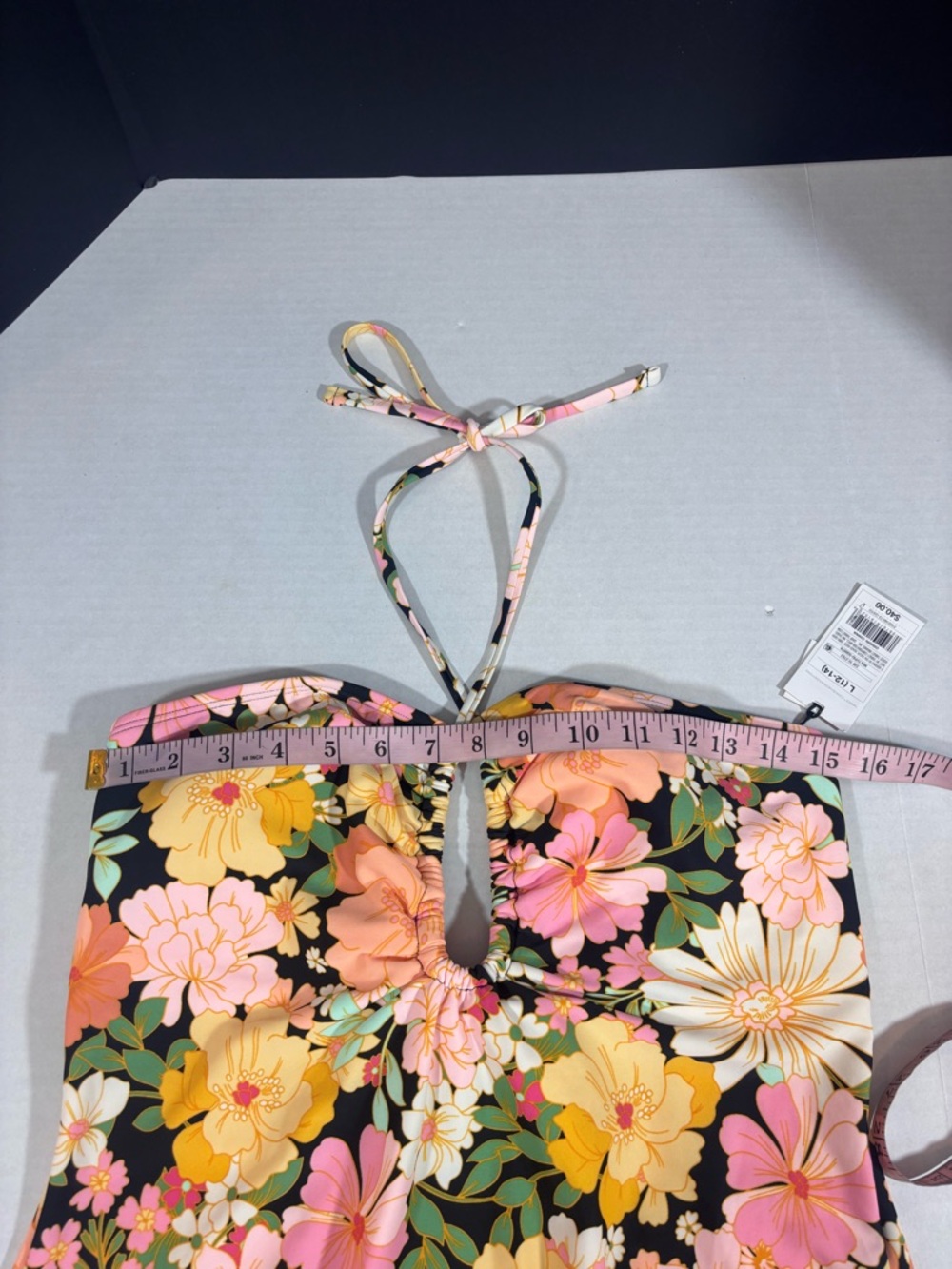 Shade & Shore Halter Keyhole Bandeau One Piece Swimsuit NEW Size Large Floral - Picture 13 of 14